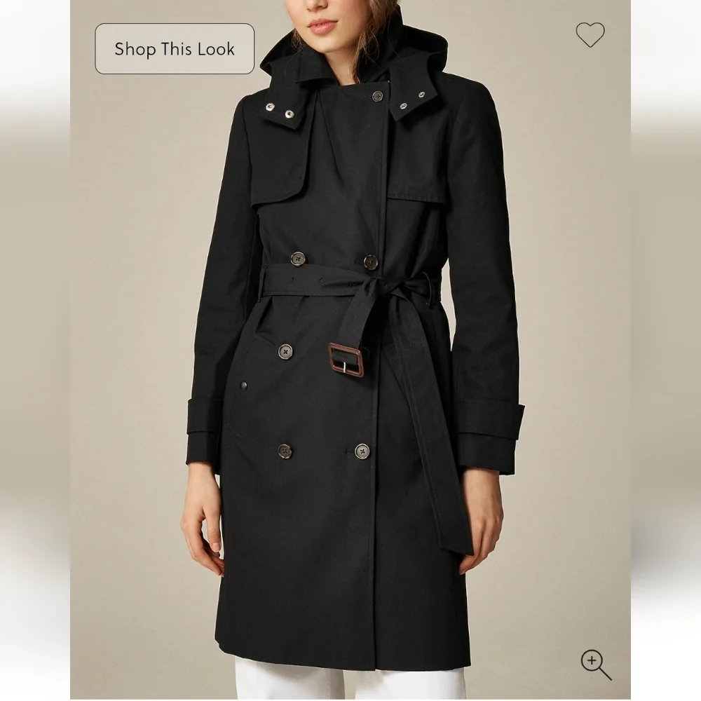 J Crew Icon trench coat BF456 Size 8 NWT Black